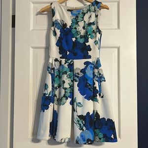 Blue and white floral dress